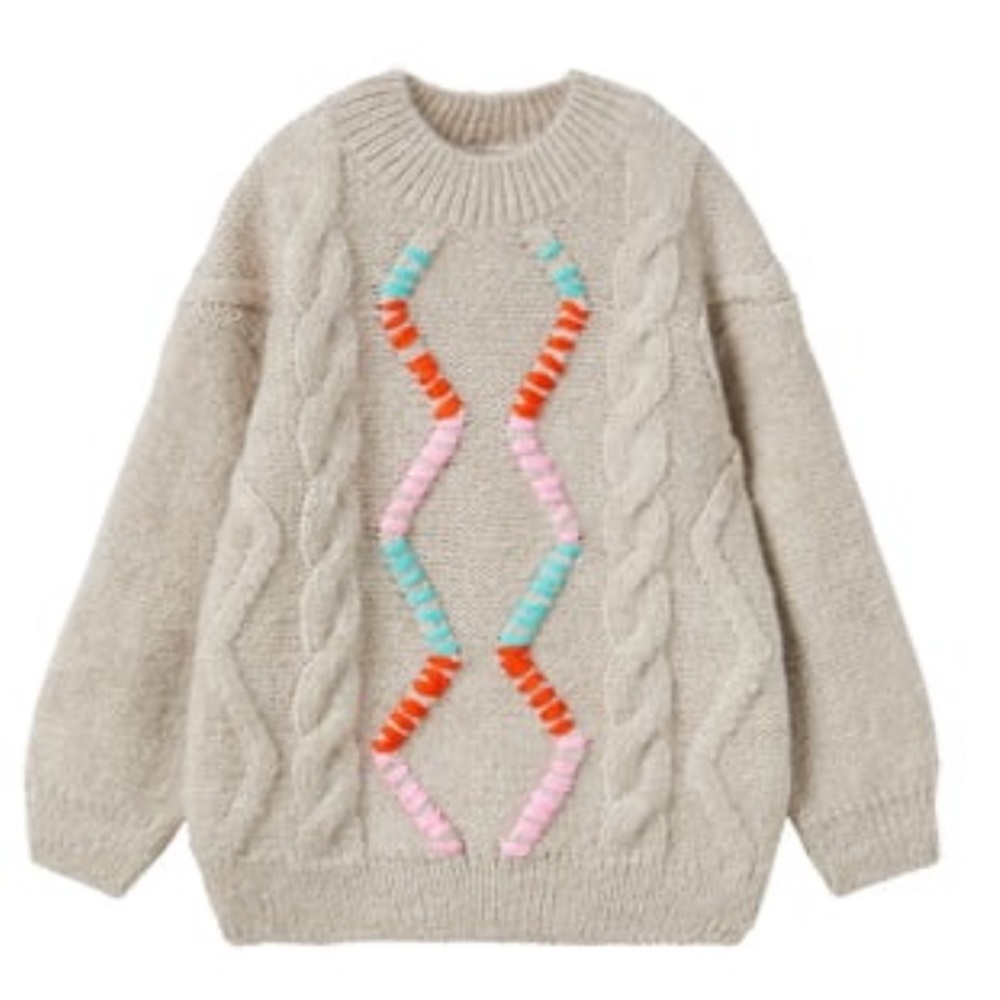 Zara sweater with colorful embroidery